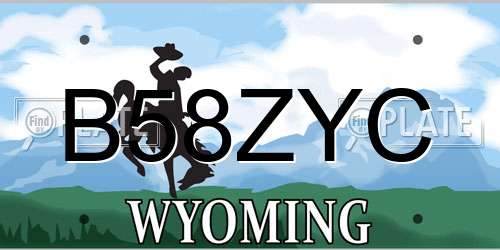 B58ZYC Wyoming License Plate