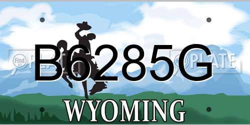 B6285G Wyoming License Plate