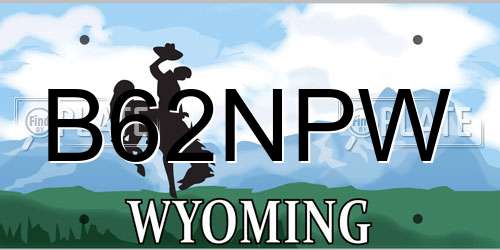 B62NPW Wyoming License Plate