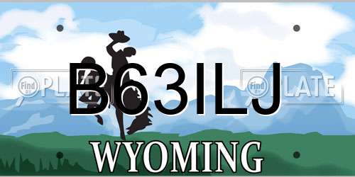 B63ILJ Wyoming License Plate