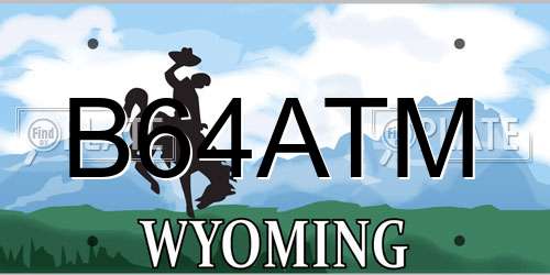 B64ATM Wyoming License Plate