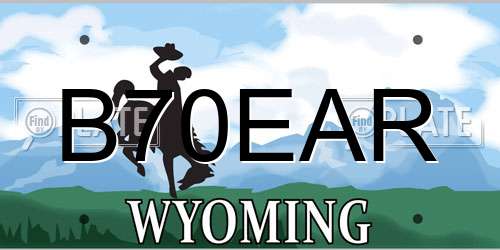 B70EAR Wyoming License Plate