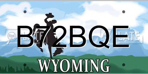 B72BQE Wyoming License Plate