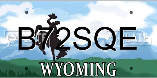 B72SQE Wyoming License Plate