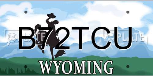 B72TCU Wyoming License Plate