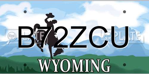B72ZCU Wyoming License Plate