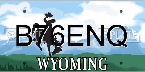 B76ENQ Wyoming License Plate