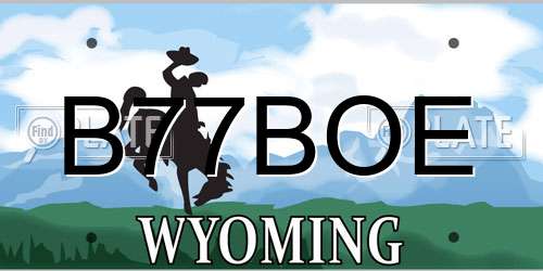 B77BOE Wyoming License Plate