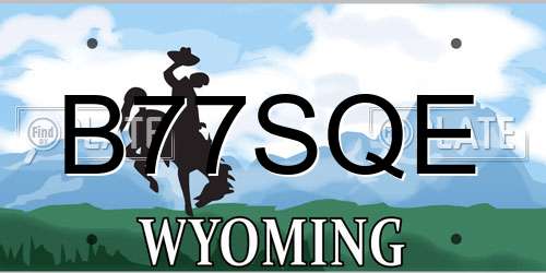B77SQE Wyoming License Plate