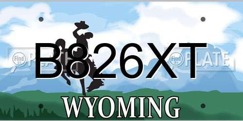 B826XT Wyoming License Plate