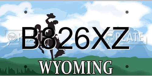 B826XZ Wyoming License Plate