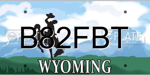 B82FBT Wyoming License Plate