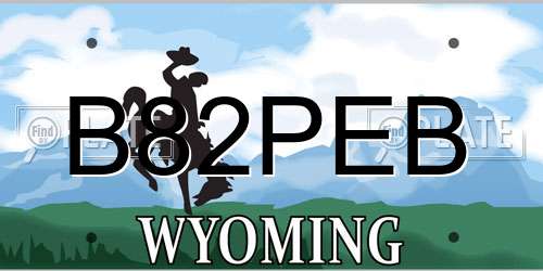 B82PEB Wyoming License Plate