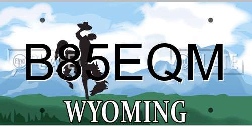 B85EQM Wyoming License Plate