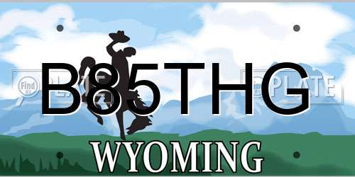 B85THG Wyoming License Plate