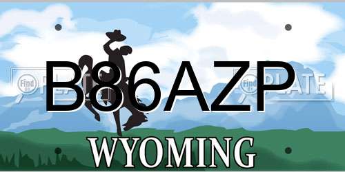 B86AZP Wyoming License Plate