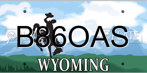 B86OAS Wyoming License Plate