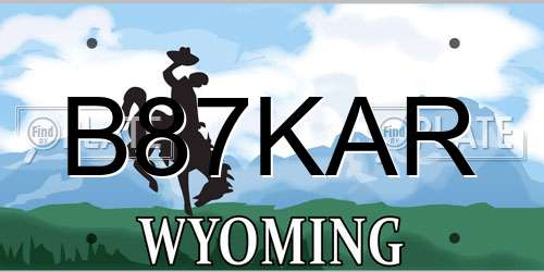 B87KAR Wyoming License Plate