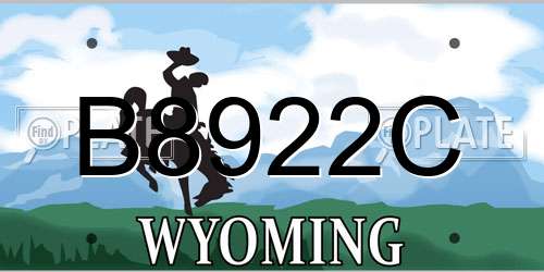 B8922C Wyoming License Plate