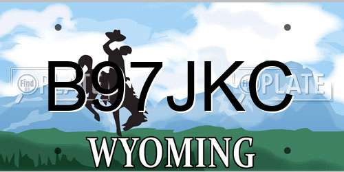 B97JKC Wyoming License Plate