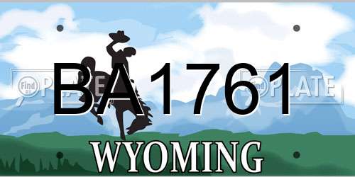 BA1761 Wyoming License Plate