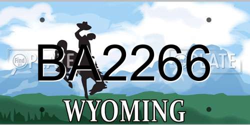 BA2266 Wyoming License Plate
