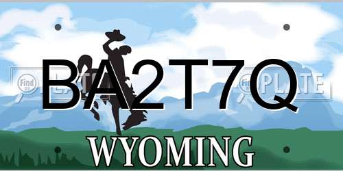 BA2T7Q Wyoming License Plate