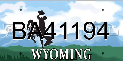 BA41194 Wyoming License Plate