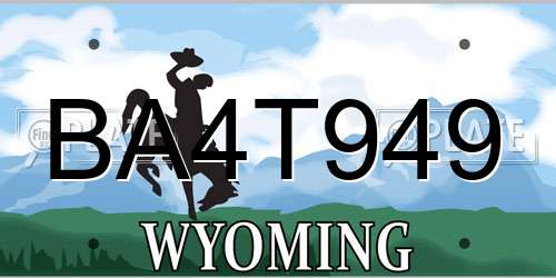 BA4T949 Wyoming License Plate