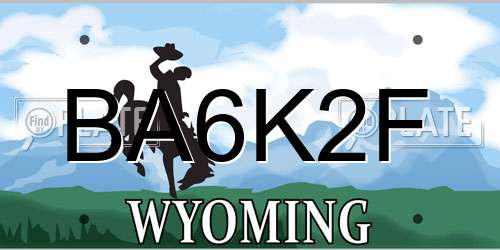 BA6K2F Wyoming License Plate