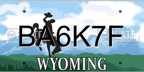 BA6K7F Wyoming License Plate