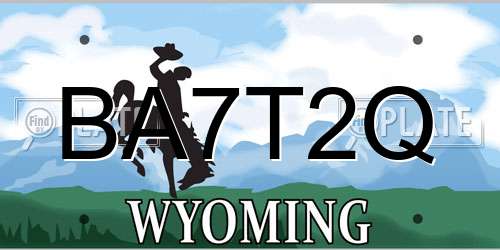 BA7T2Q Wyoming License Plate