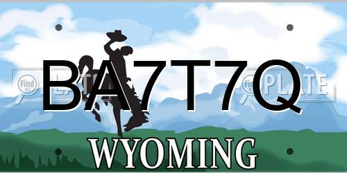 BA7T7Q Wyoming License Plate
