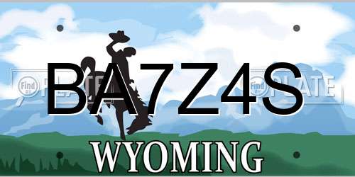 BA7Z4S Wyoming License Plate
