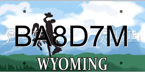 BA8D7M Wyoming License Plate