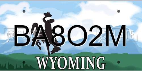 BA8O2M Wyoming License Plate