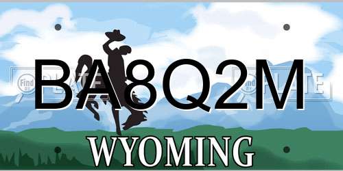 BA8Q2M Wyoming License Plate
