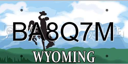 BA8Q7M Wyoming License Plate
