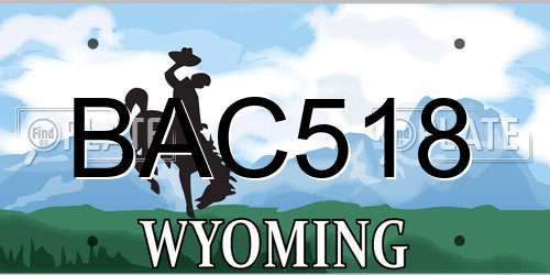 BAC518 Wyoming License Plate
