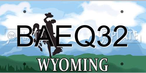 BAEQ32 Wyoming License Plate