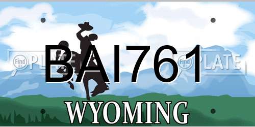 BAI761 Wyoming License Plate