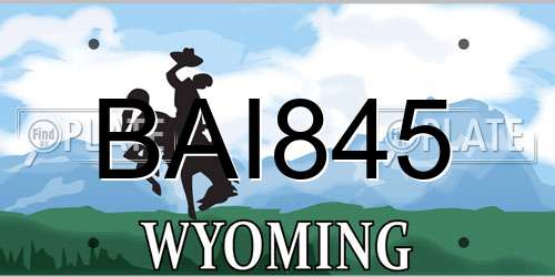 BAI845 Wyoming License Plate
