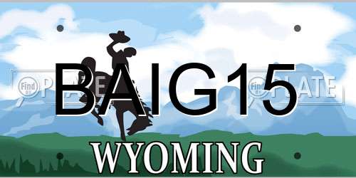 BAIG15 Wyoming License Plate