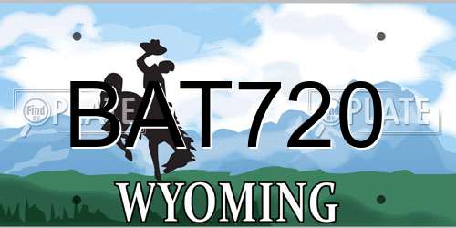 BAT720 Wyoming License Plate