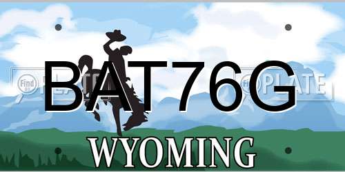 BAT76G Wyoming License Plate