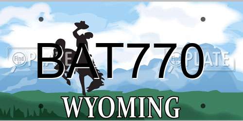 BAT770 Wyoming License Plate