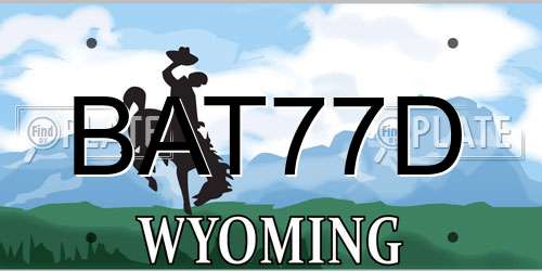 BAT77D Wyoming License Plate