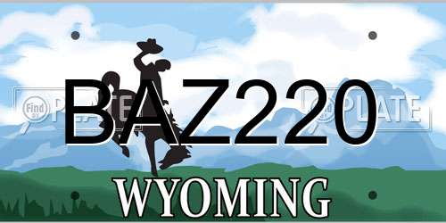 BAZ220 Wyoming License Plate