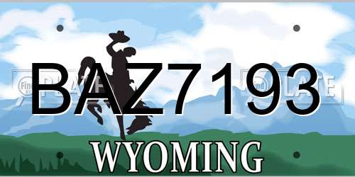 BAZ7193 Wyoming License Plate