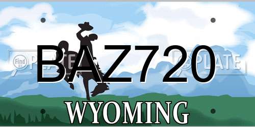 BAZ720 Wyoming License Plate